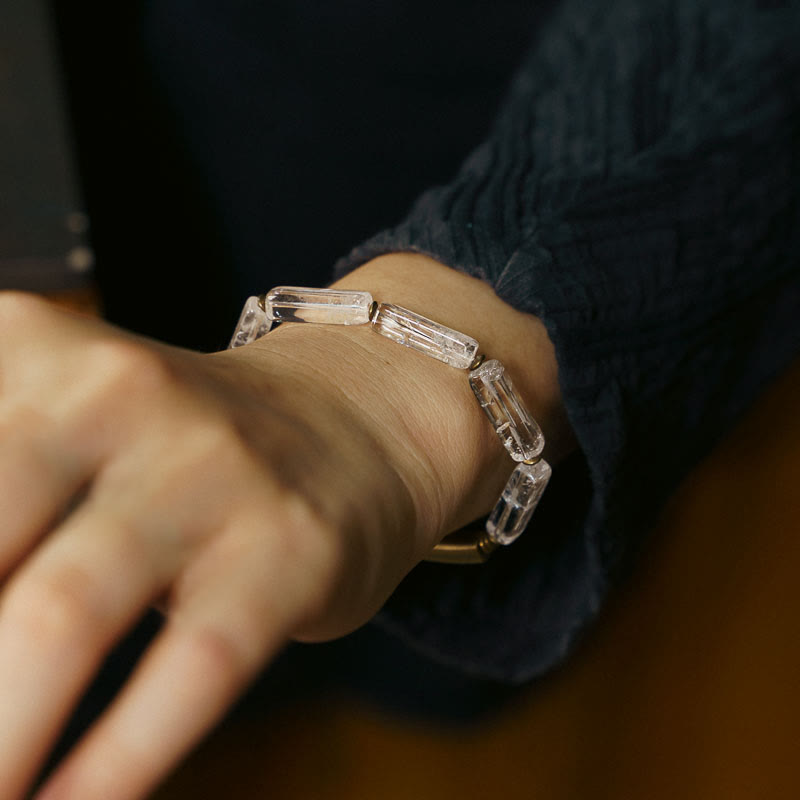 Wear FengShui Square White Crystal Copper Luck Healing Bracelet