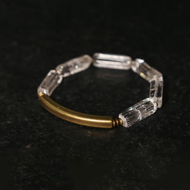 Wear FengShui Square White Crystal Copper Luck Healing Bracelet