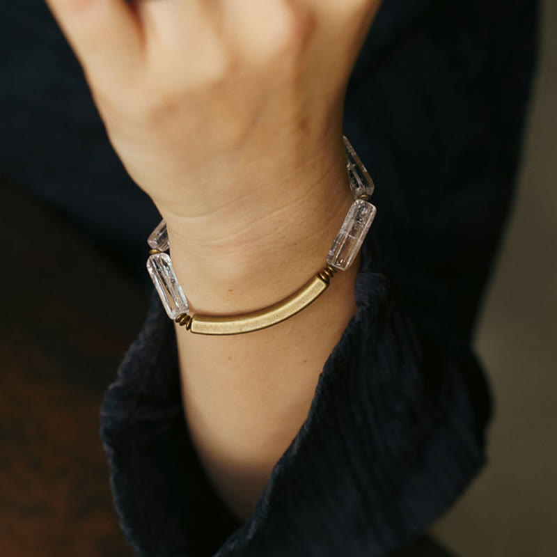 Wear FengShui Square White Crystal Copper Luck Healing Bracelet