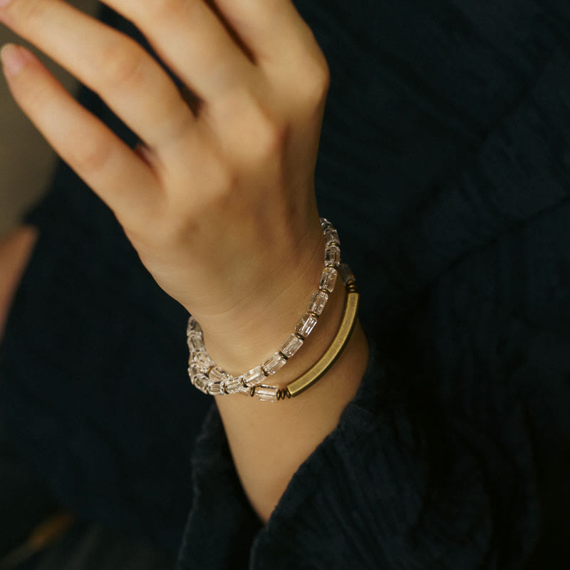 Wear FengShui Square White Crystal Copper Luck Bracelet