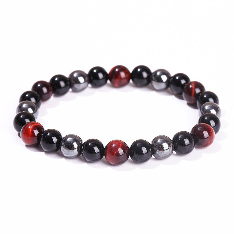Wear FengShui Natural Tiger's Eye Obsidian Hematite Positive Powerful Bracelet