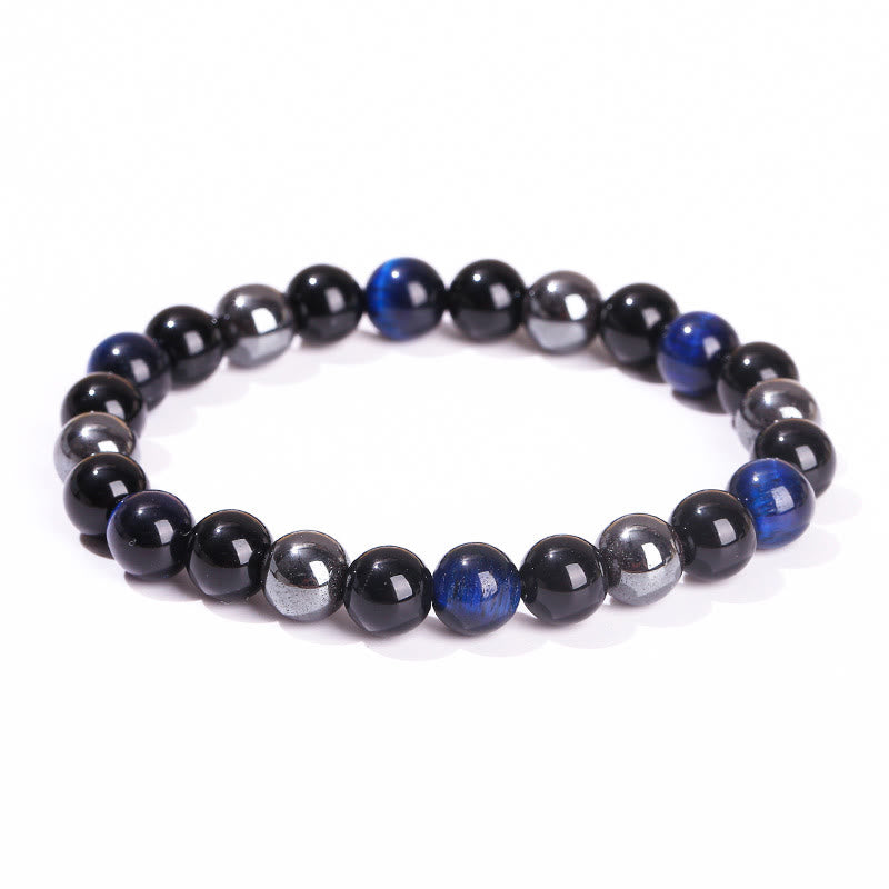Wear FengShui Natural Tiger's Eye Obsidian Hematite Positive Powerful Bracelet