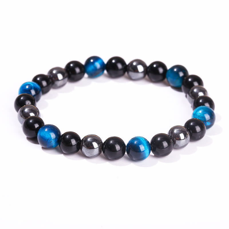Wear FengShui Natural Tiger's Eye Obsidian Hematite Positive Powerful Bracelet