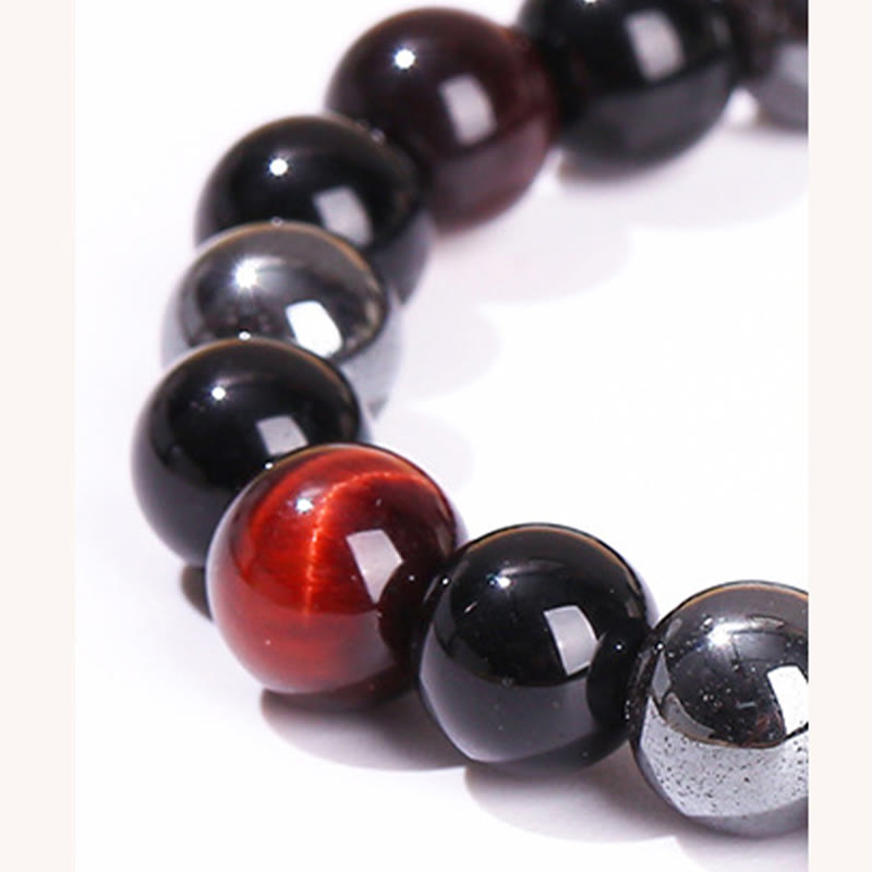 Wear FengShui Natural Tiger's Eye Obsidian Hematite Positive Powerful Bracelet