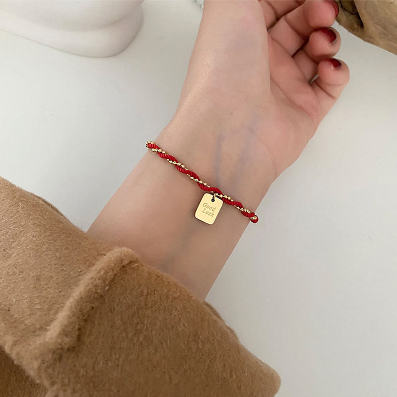 Wear FengShui Red String Gold Plated Copper Good Luck Strength Bracelet