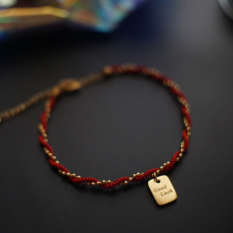 Wear FengShui Red String Gold Plated Copper Good Luck Strength Bracelet