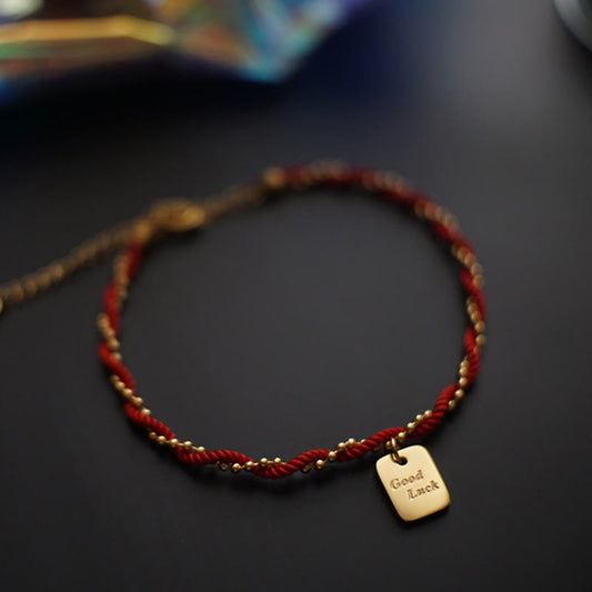 Wear FengShui Red String Gold Plated Copper Good Luck Strength Bracelet