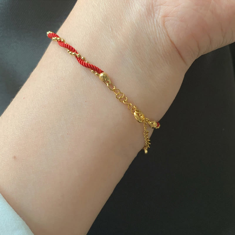 Wear FengShui Red String Gold Plated Copper Good Luck Strength Bracelet
