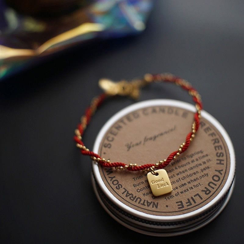 Wear FengShui Red String Gold Plated Copper Good Luck Strength Bracelet