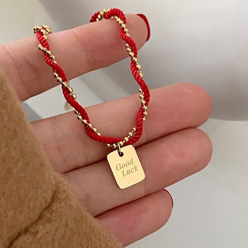 Wear FengShui Red String Gold Plated Copper Good Luck Strength Bracelet