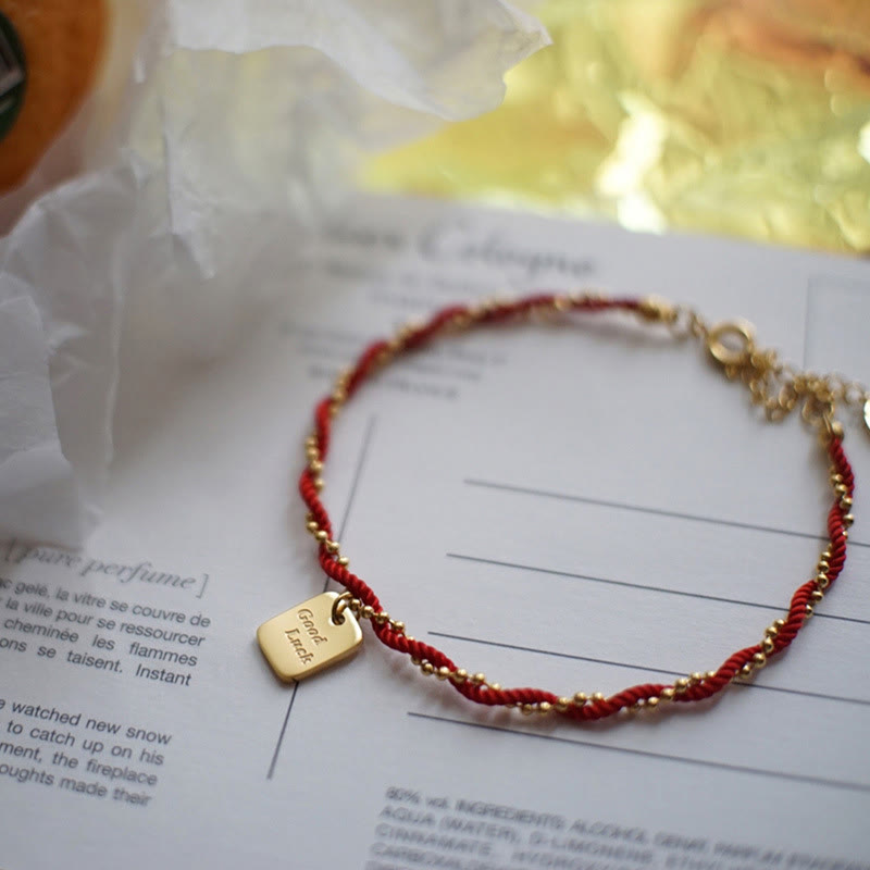 Wear FengShui Red String Gold Plated Copper Good Luck Strength Bracelet