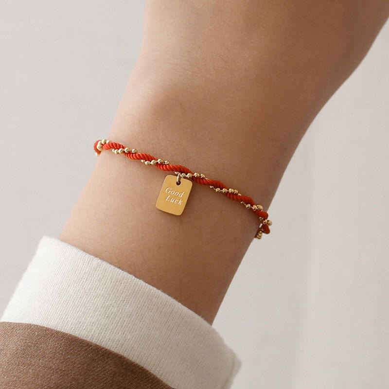 Wear FengShui Red String Gold Plated Copper Good Luck Strength Bracelet