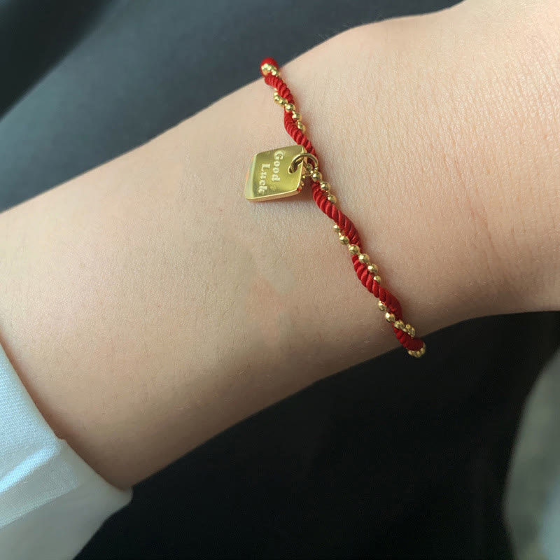 Wear FengShui Red String Gold Plated Copper Good Luck Strength Bracelet