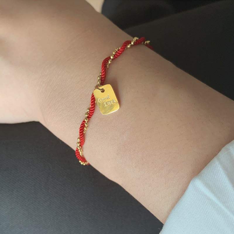 Wear FengShui Red String Gold Plated Copper Good Luck Strength Bracelet