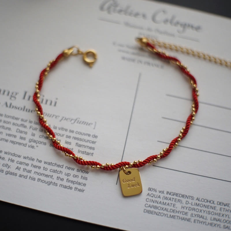 Wear FengShui Red String Gold Plated Copper Good Luck Strength Bracelet