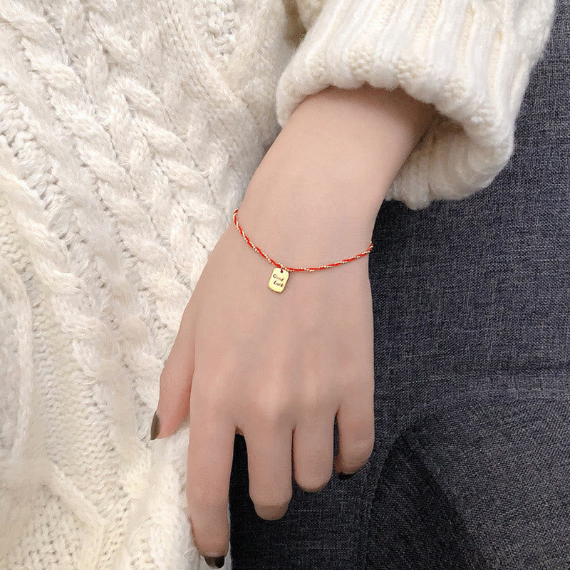 Wear FengShui Red String Gold Plated Copper Good Luck Strength Bracelet