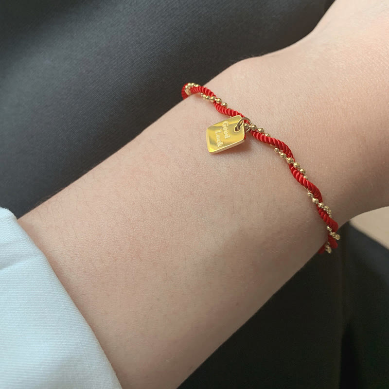 Wear FengShui Red String Gold Plated Copper Good Luck Strength Bracelet
