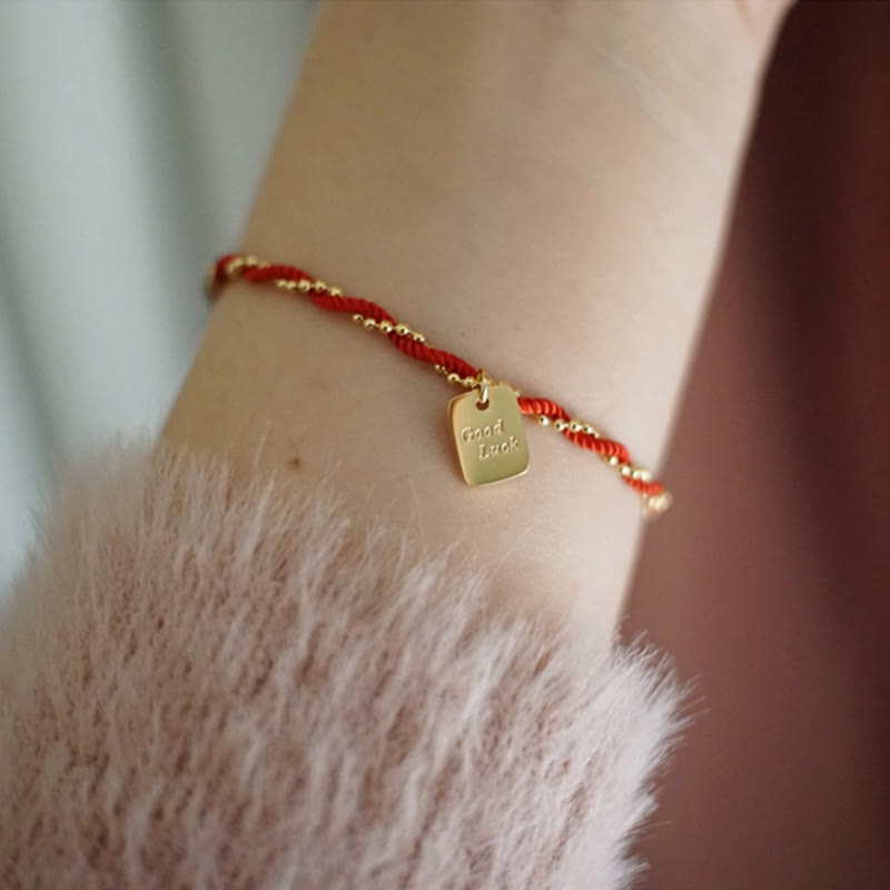 Wear FengShui Red String Gold Plated Copper Good Luck Strength Bracelet
