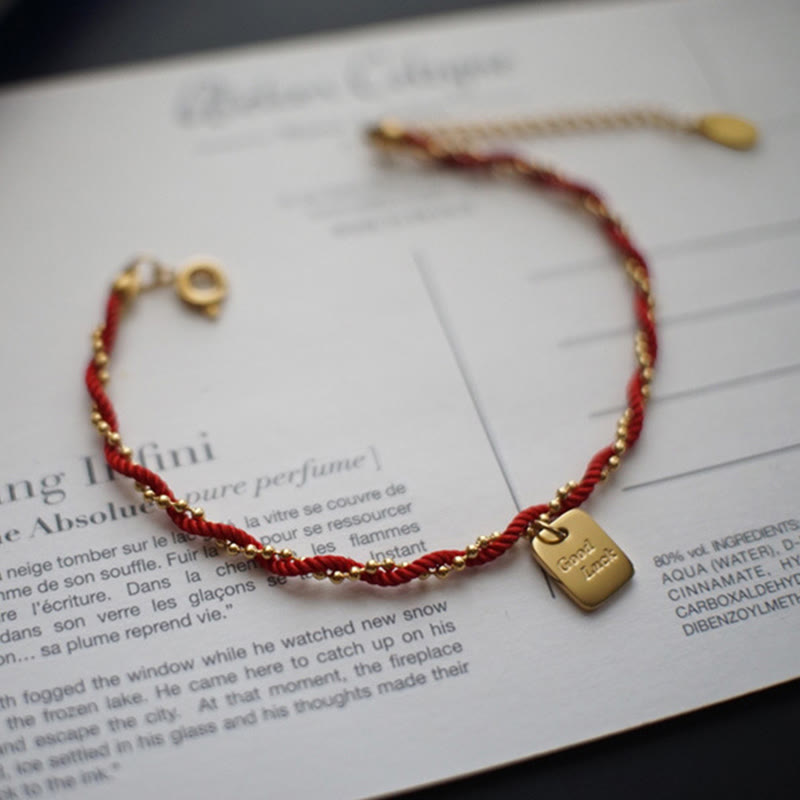 Wear FengShui Red String Gold Plated Copper Good Luck Strength Bracelet