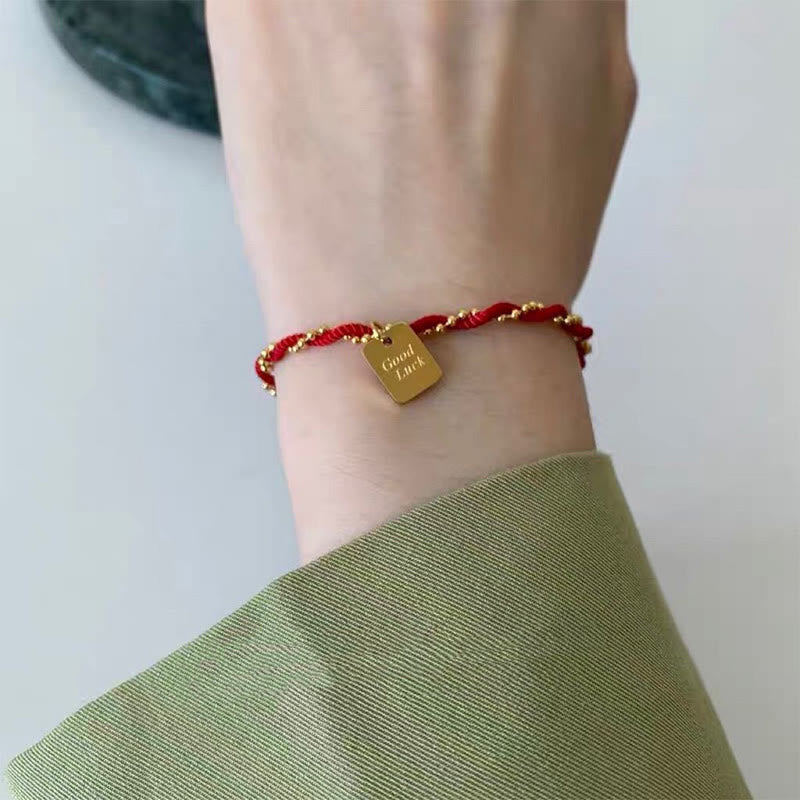 Wear FengShui Red String Gold Plated Copper Good Luck Strength Bracelet