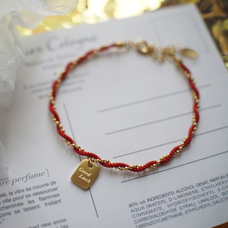 Wear FengShui Red String Gold Plated Copper Good Luck Strength Bracelet