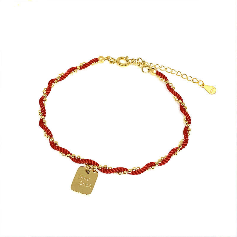 Wear FengShui Red String Gold Plated Copper Good Luck Strength Bracelet