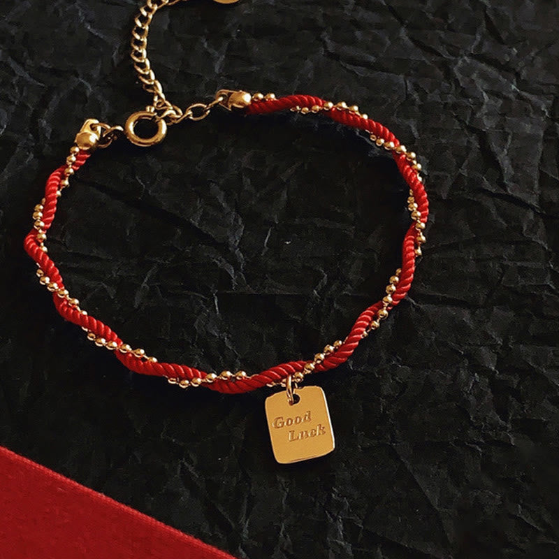 Wear FengShui Red String Gold Plated Copper Good Luck Strength Bracelet