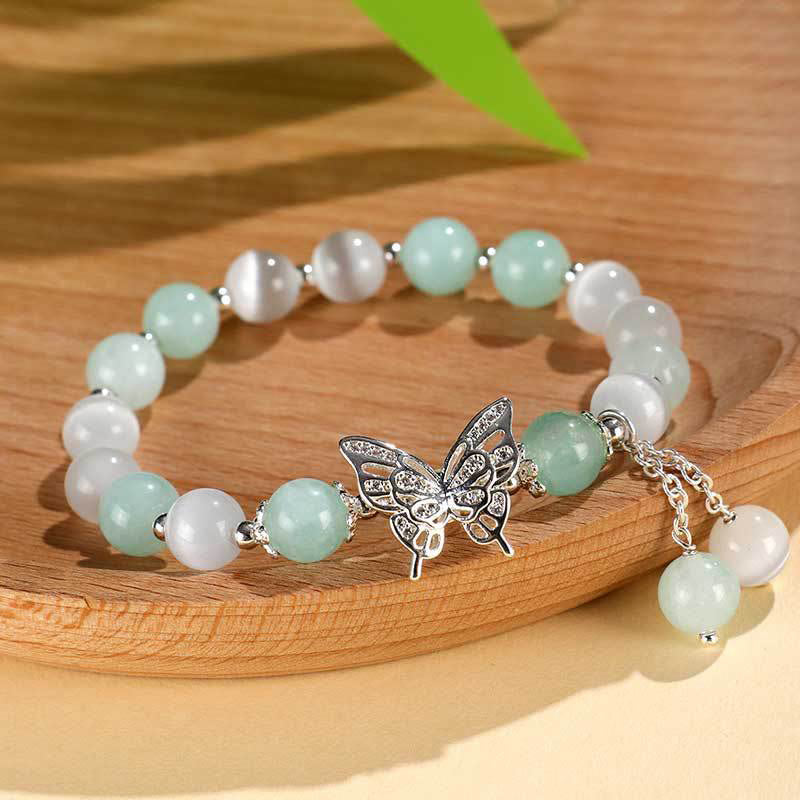 Wear FengShui Chrysoberyl Cat's Eye Chalcedony Butterfly Love Bracelet