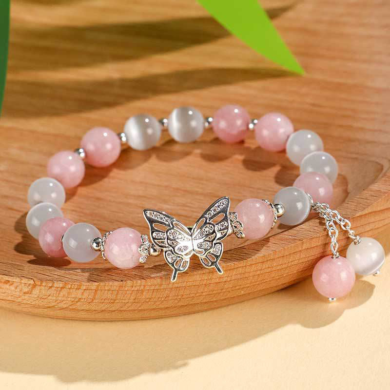 Wear FengShui Chrysoberyl Cat's Eye Chalcedony Butterfly Love Bracelet