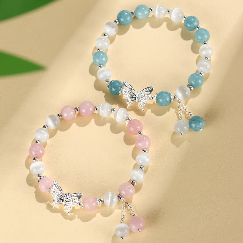 Wear FengShui Chrysoberyl Cat's Eye Chalcedony Butterfly Love Bracelet