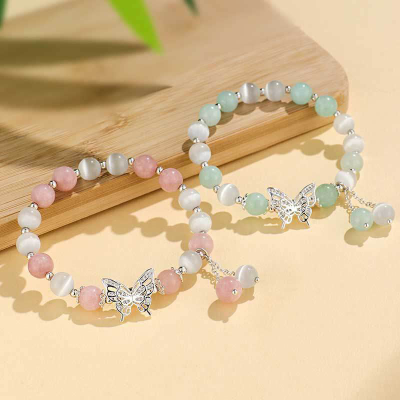 Wear FengShui Chrysoberyl Cat's Eye Chalcedony Butterfly Love Bracelet