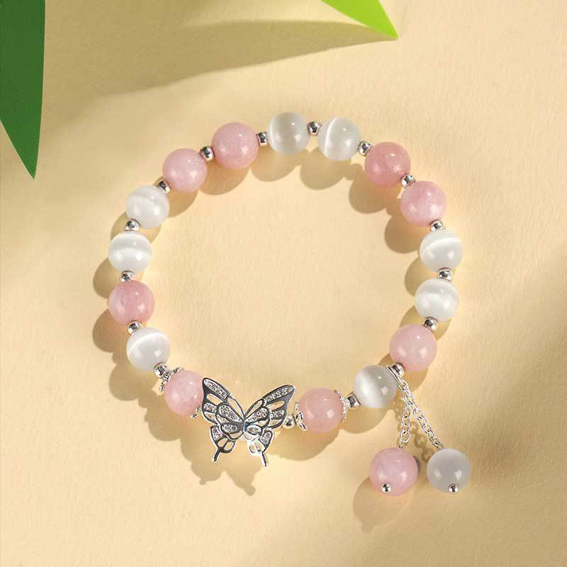 Wear FengShui Chrysoberyl Cat's Eye Chalcedony Butterfly Love Bracelet