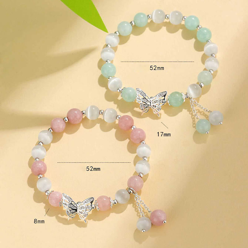 Wear FengShui Chrysoberyl Cat's Eye Chalcedony Butterfly Love Bracelet