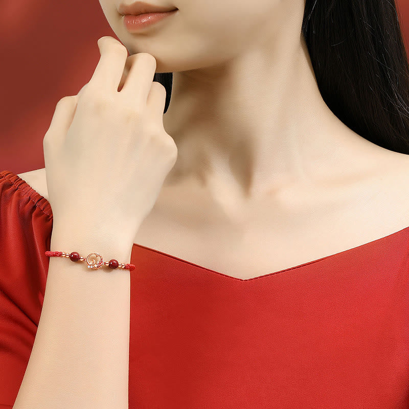 Wear FengShui 925 Sterling Silver Hetian Jade Cinnabar Koi Fish Year Of Snake Red String Protection Braided Bracelet