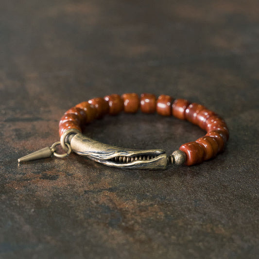 Wear FengShui Bone Beads Copper Cone Pendant Strength Bracelet