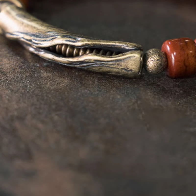 Wear FengShui Bone Beads Copper Cone Pendant Strength Bracelet
