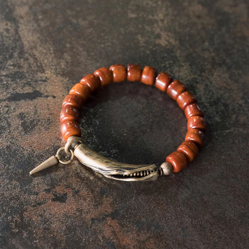 Wear FengShui Bone Beads Copper Cone Pendant Strength Bracelet