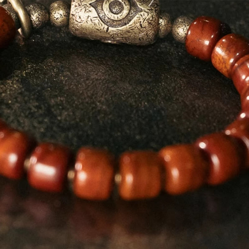 Wear FengShui Bone Beads Dzi Shape Copper Cone Pendant Strength Bracelet