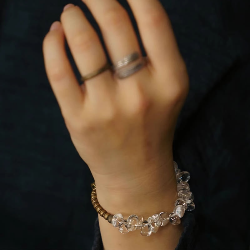 Wear FengShui Irregular White Crystal Copper Clarity Bracelet