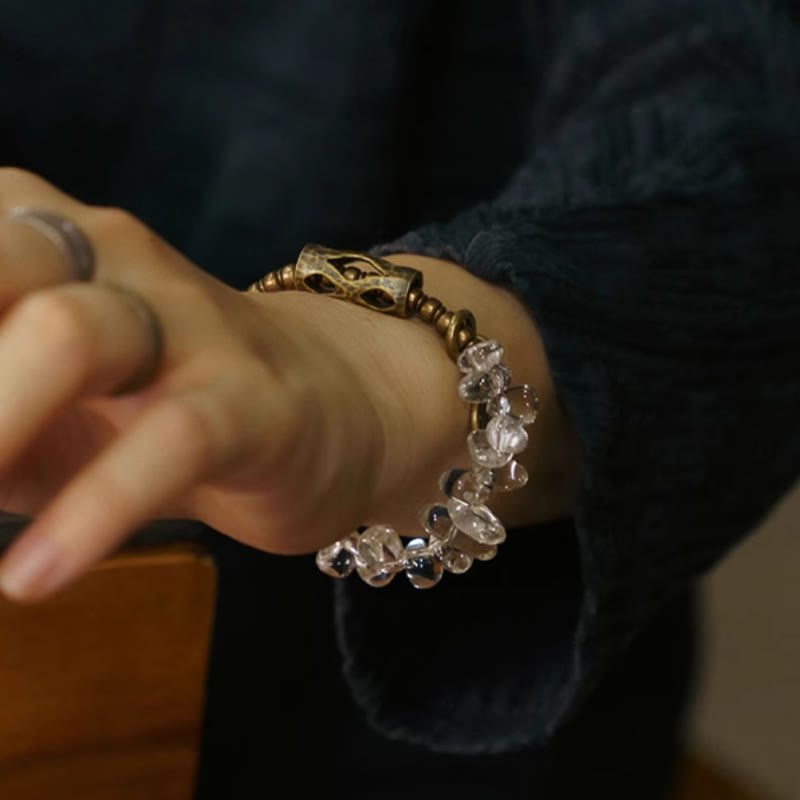 Wear FengShui Irregular White Crystal Copper Clarity Bracelet
