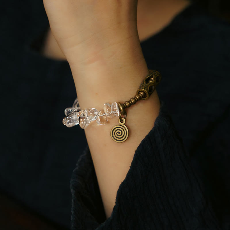 Wear FengShui Irregular White Crystal Copper Clarity Bracelet