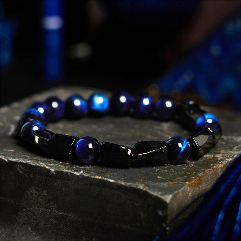 Wear FengShui Blue Tiger Eye Black Tourmaline Strength Bracelet