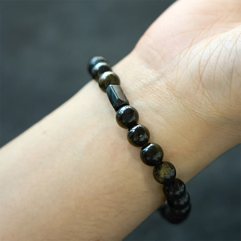 Wear FengShui Gold Sheen Obsidian Black Tourmaline Wealth Bracelet