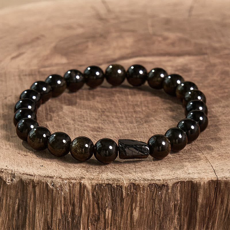Wear FengShui Gold Sheen Obsidian Black Tourmaline Wealth Bracelet