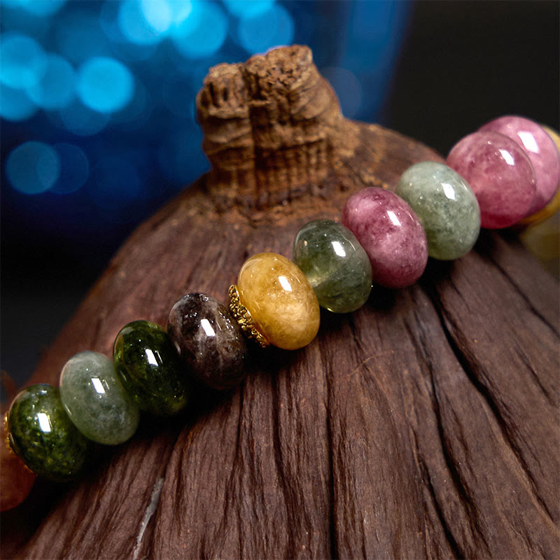 Wear FengShui "Wishing You Joy in Every Color" Tourmaline Jade Bracelet Includes Gift Message Card
