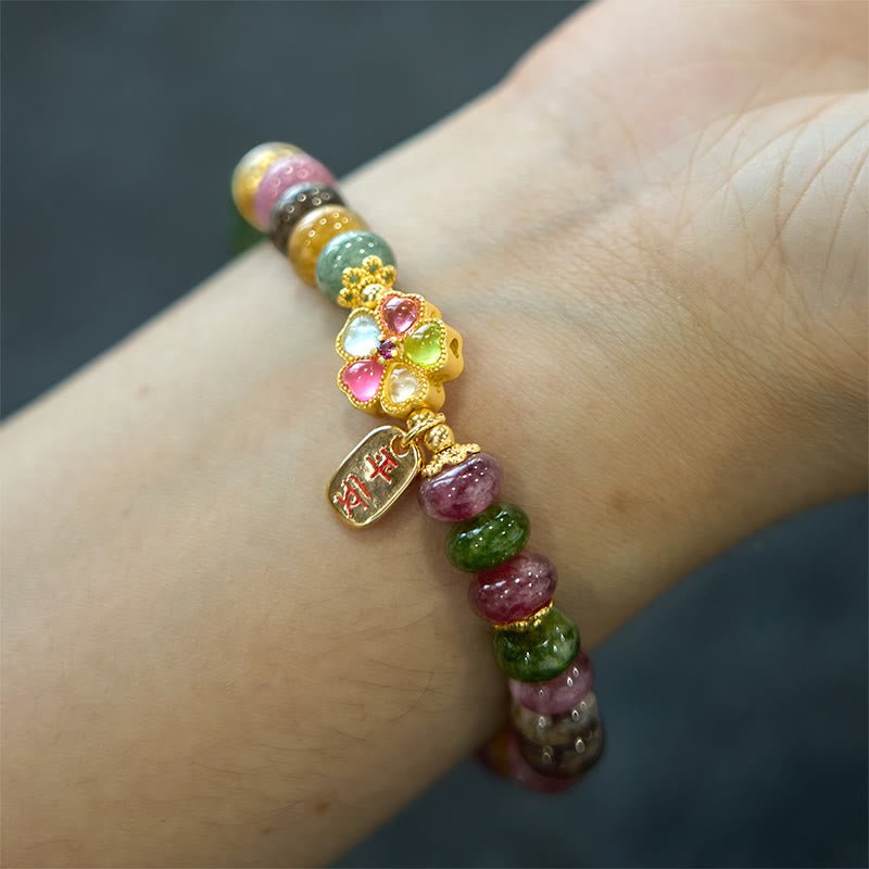 Wear FengShui "Wishing You Joy in Every Color" Tourmaline Jade Bracelet Includes Gift Message Card