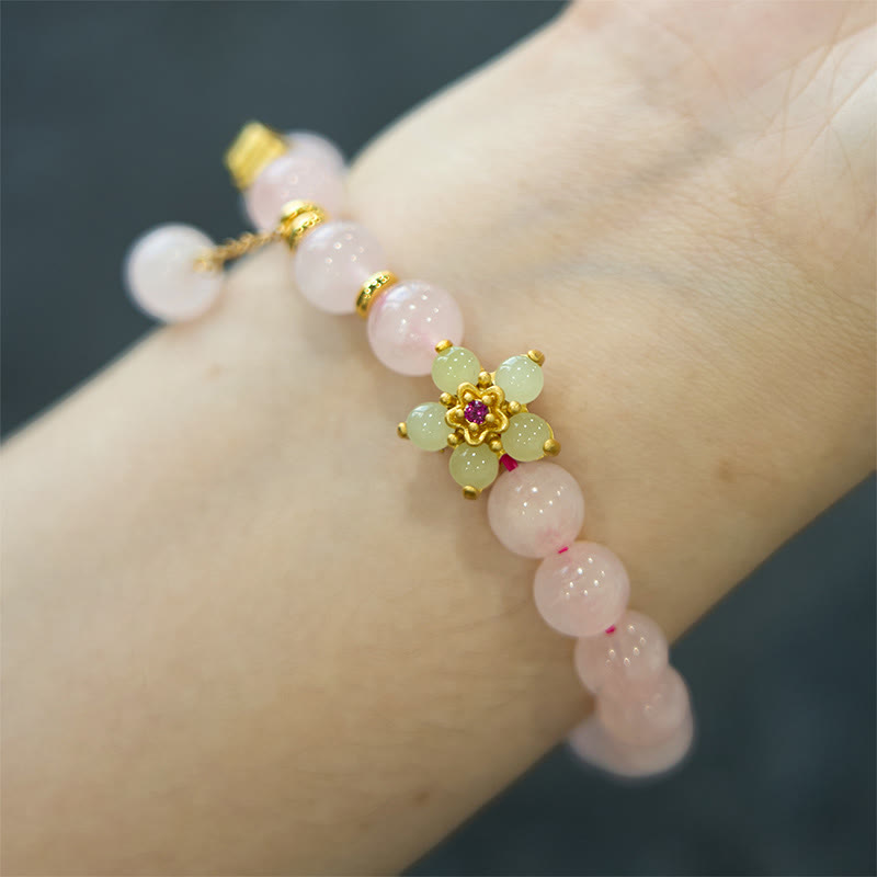 Wear FengShui Pink Crystal Citrine Flower Warmth Bracelet