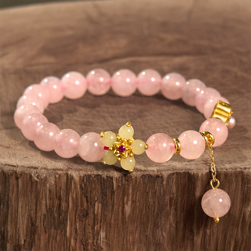 Wear FengShui Pink Crystal Citrine Flower Warmth Bracelet