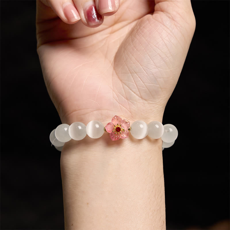 Wear FengShui Cat's Eye Chrysoberyl Flower Love Bracelet