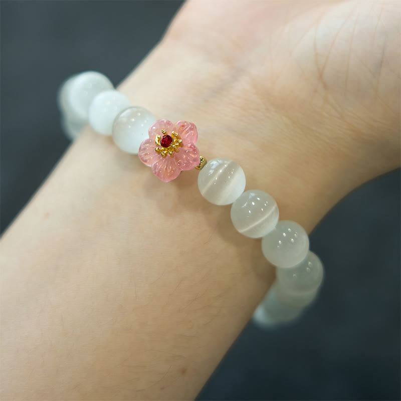 Wear FengShui Cat's Eye Chrysoberyl Flower Love Bracelet